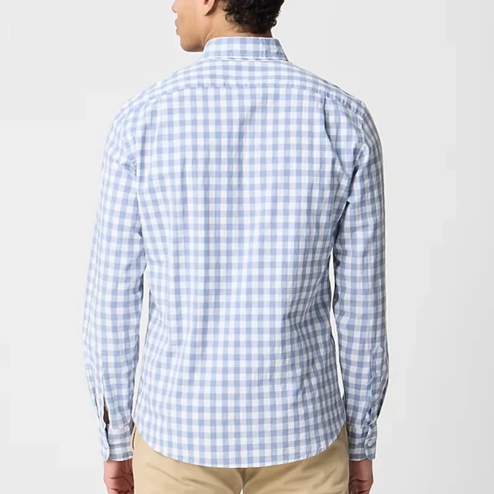 J crew stone blue white Slim flex casual shirt